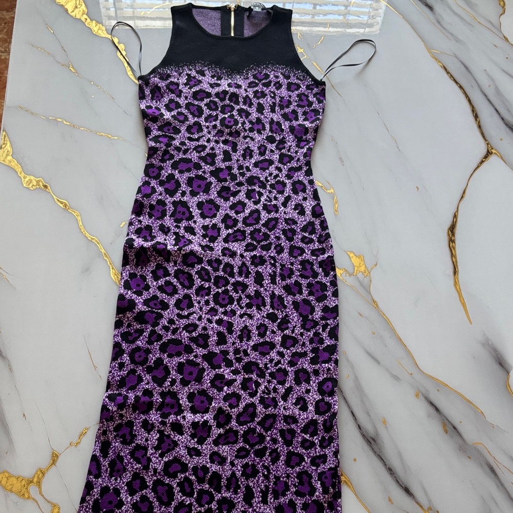 Hera Collection Black and Purple Animal Print Maxi Dress